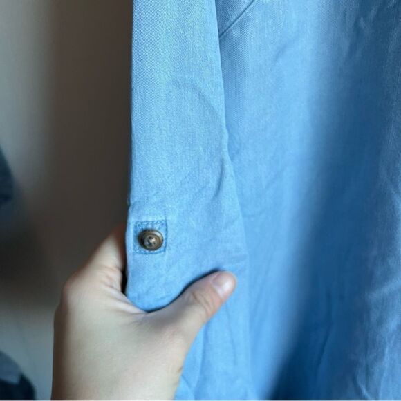 J Jill Denim Chambray Button Back Long Sleeve Blouse - Picture 2 of 6